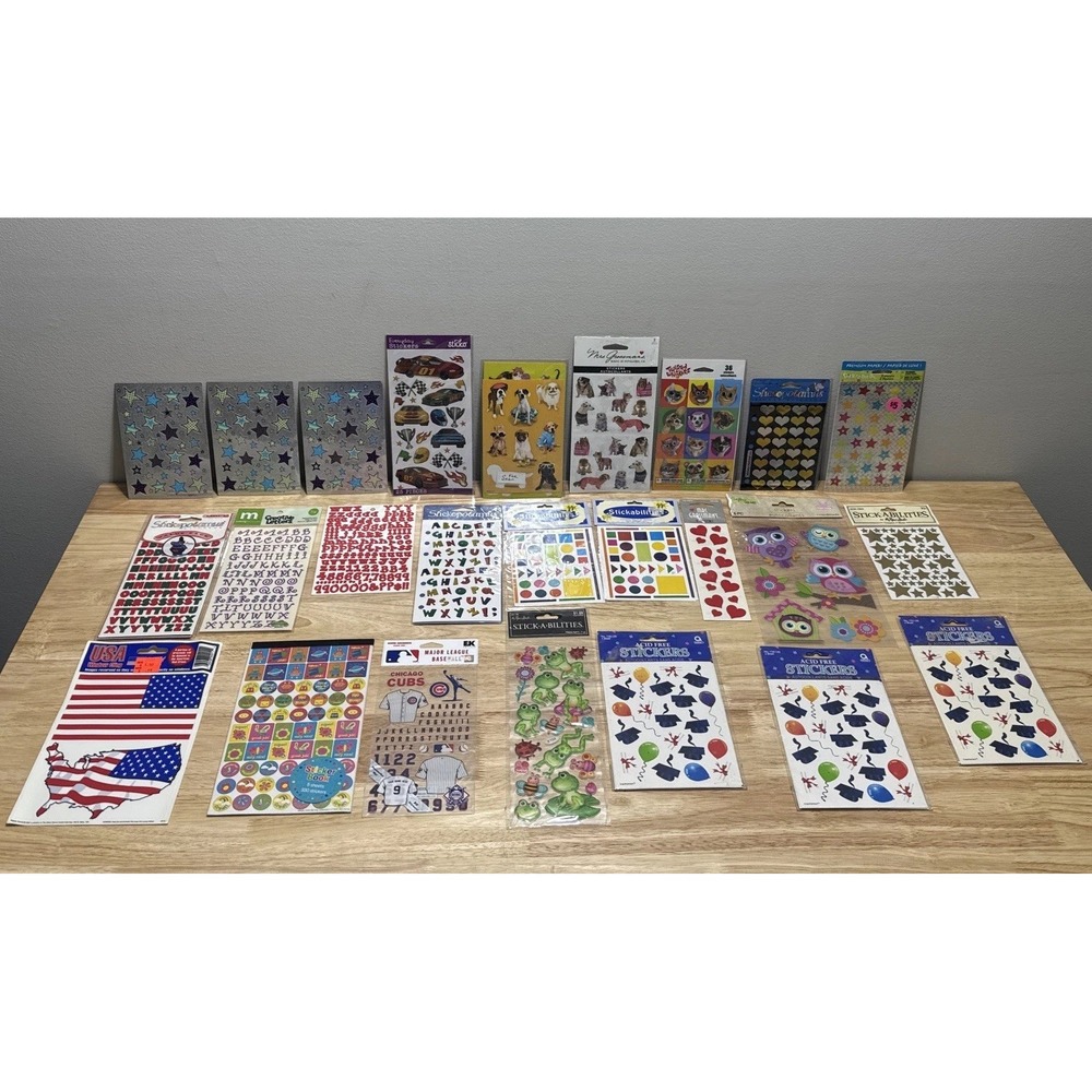 Dogs Cats Frogs Owls Letters Stars Graduation Scrapbooking Sticker Lot